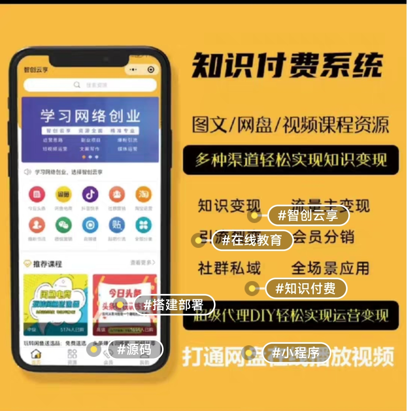 智创云享知识付费V2 v2.3.13 独立版
独立部署,可自己上架课程-九站网